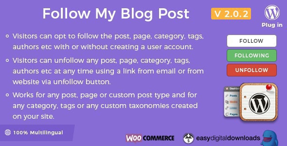 Follow My Blog Post WordPress Plugin