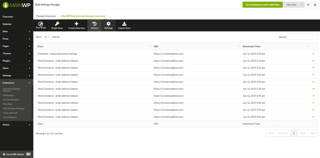 MAINWP BULK SETTINGS MANAGER EXTENSION