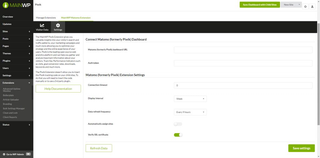 MAINWP PIWIK EXTENSION