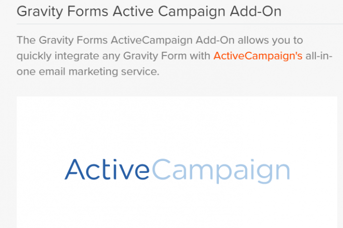 GRAVITY FORMS ACTIVE CAMPAIGN ADDON