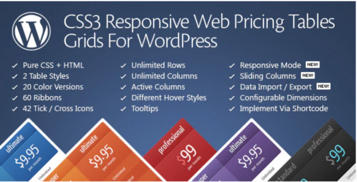 CSS3 WORDPRESS COMPARE PRICING TABLE