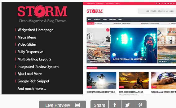 Storm Clean Magazine Blog Theme