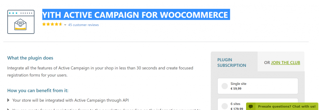 YITH Active Campaign WooCommerce Premium