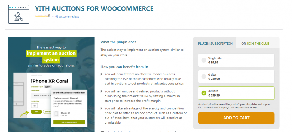 YITH AUCTIONS FOR WOOCOMMERCE Plugin