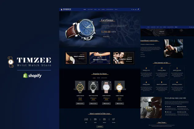 Time zee Shopify Watch Store Dark Jewelry Theme
