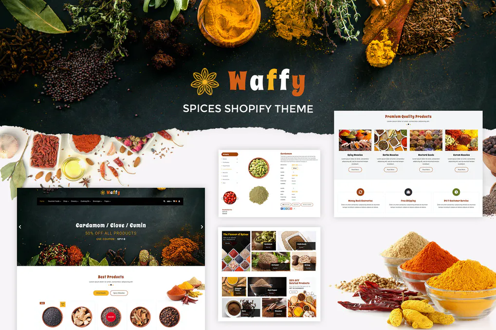 Waffy Spices Dry Fruits Store Shopify Theme