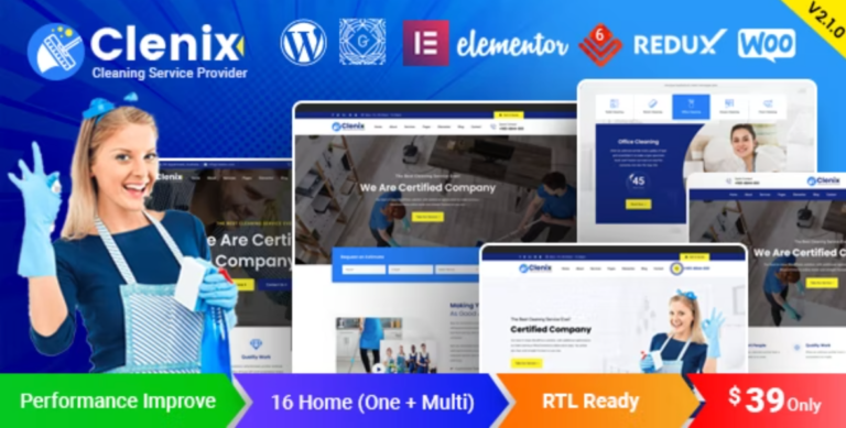 Clenix Cleaning Services WordPress Theme